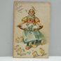 Antique Easter Postcard LIttle Dutch Girl Eggs Baby Chicks Germany