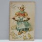 Antique Easter Postcard LIttle Dutch Girl Eggs Baby Chicks Germany