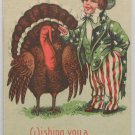Antique Thanksgiving Postcard Uncle Sam Turkey  Unposted Divided