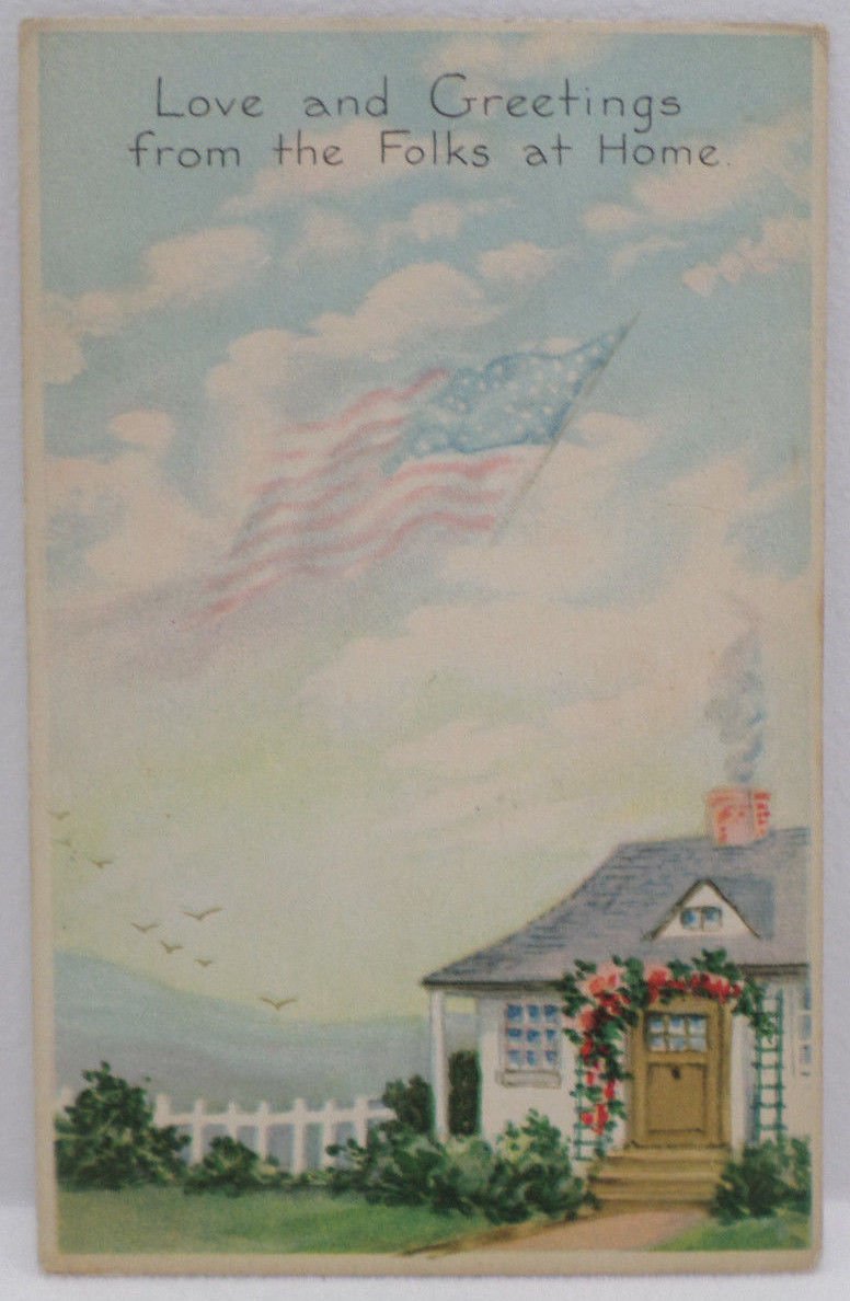 Antique Patriotic Postcard USA Flag  Embossed Posted