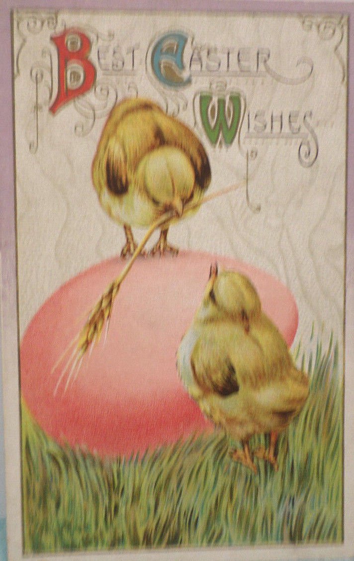 Antique Easter Postcard Baby Chicks Egg Unposted Divided