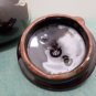 Vintage Tea Pot Brown Glaze Pottery with a White Flower