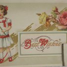 Antique Best Wishes Postcard has a photograph Embossed, Unposted, Divided