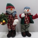 Stuffed Christmas Snowmen Figures Decorations Two Pcs