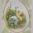 Antique Easter Postcard Chick Egg Embossed Posted Divided
