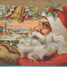 Christmas Postcard Santa Claus has Furry Brown Hands Embossed Posted