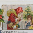 Antique Christmas Postcard Santa Claus Talking to Little Girls Embossed Unposted