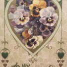 Valentines Postcard Heart with Flowers John Winsch Germany 1910