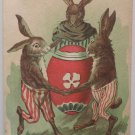 Antique Easter Postcard Humanized Rabbits with an Easter Egg Unposted Divided