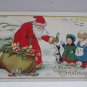 Antique Christmas Postcard Santa Claus Two Children and a Dog Unposted