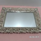 Large Vanity Tray Mirror with ornate Brass Edges Vanity Perfume Tray