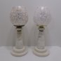 Two Candle Holder Lamps Marble Base White Glass Candle Holders