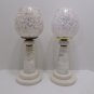 Two Candle Holder Lamps Marble Base White Glass Candle Holders