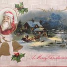 Antique Christmas Postcard Santa Claus Embossed Posted Divided