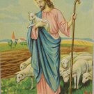 Antique Easter Postcard Jesus holding a Sheep Unposted Divided