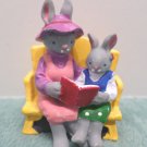 Easter Village Cast Iron Figurine Rabbits Sitting on a Bench