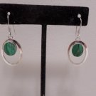 Pierced Earrings Sterling Silver with Malachite Stones 4.6 Grams or 23.0 ct