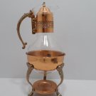 Vintage Coffee Carafe Clear Glass with Copper Lid, Handle and Copper Stand
