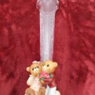 Bud Vase Crackle Glass by Margie Garden Designed with Hearts and Bears