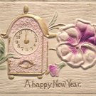 Antique New Year Postcard Antique Clock Germany Embossed Posted