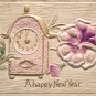 Antique New Year Postcard Antique Clock Germany Embossed Posted