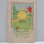 Antique Easter Postcard Yellow Baby Chick Unposted Divided