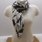 Womens Scarf 100% Silk Hand Rolled Tan with Black Pattern