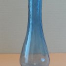 Blue Glass Bud Vase with a Fluted Scalloped Rim Vintage