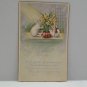 Easter Postcard Rabbits Yellow Flowers Unposted Divided