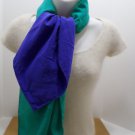 Vintage Scarf Green and Purple 100% Polyester 41" x 35"