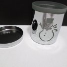 Silver Tones Metal Christmas Candle Holder Snowman Design