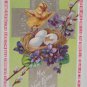Antique Easter Postcard Baby Chick Nest Eggs Embossed Posted Divided