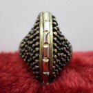 Ring Gold Tone Metal Silver tone metal Design in Center Size 8.5