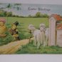 Antique Easter Postcard Humanized Baby Chicks Lamb Embossed Posted Divided