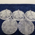 Christmas Tree Ornaments Round Heavy Crystal 3 poinsettia 1 candle design 5 pcs