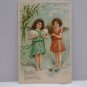 Antique Easter Postcard Two Angels Easter Eggs Embossed Posted