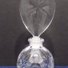 Vintage Perfume Bottle Crystal with Cut Flower and Leaf Design