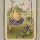 Antique Easter Postcard Two Baby Chicks Swinging on Swing Posted Divided
