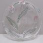 Serving Tray Platter Clear Glass Purple Tulips Green Leaves