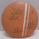 Japanese Box Container Orange Plastic with Bamboo Design Signed by Artist Japan