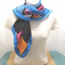 Womens Scarf Wrap Polyester Multi Color Square Design Vintage