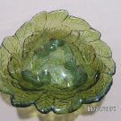 Fenton Candy Bowl Green Glass Black Berry and Leaf Pattern