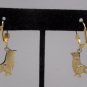 Pierced Earrings Gold Tone Metal with Enamel Penguins Vintage