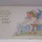 Antique Easter Postcard Rabbit Little Girl Easter Eggs Unposted Divided