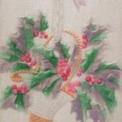 Antique Christmas postcard silk basket of poinsettia unposted divided