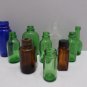 10 Antique Medicine Bottles Screw Top Cobalt Blue Green Brown Clear