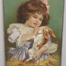 Antique Easter Postcard Rabbit Colored Eggs Embossed Unposted Divided