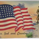 Antique Patriotic Postcard United States Flag Unposted Divided