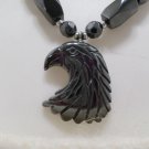 Necklace Hematite with Eagle Head Pendant 18"