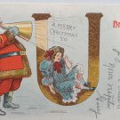 Antique Christmas Postcard Santa Claus Blowing Horn Posted Undivided